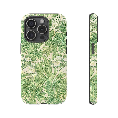 Green Floral Phone Case, Botanical iPhone Cover, Tough Phone Shell, Nature-inspired Gift, Eco-friendly Tech Accessory