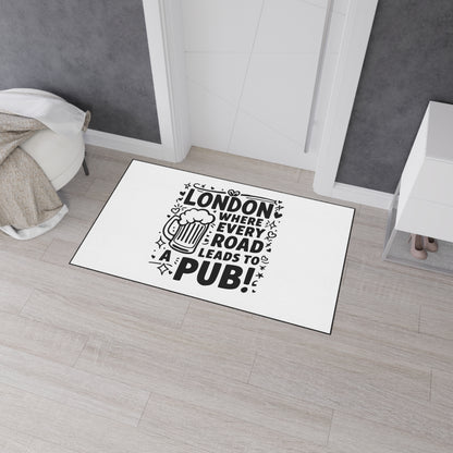 London Pub Themed Heavy Duty Floor Mat | Ideal for Home Bars, Man Caves, Kitchen or Entryway Decor, Pub Lover Gift, Housewarming