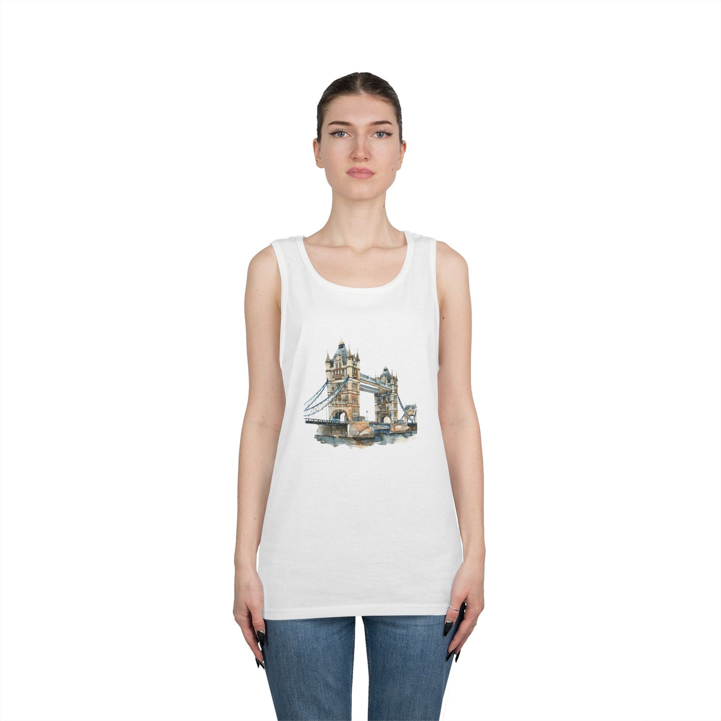 Unisex Heavy Cotton Tank Top - London Bridge - Iconic Landmark and Historical Beauty