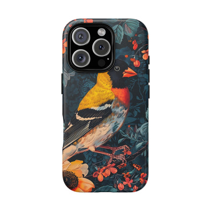 Colorful Bird Phone Case, Floral Phone Cover, Tough Phone Protector, Nature Lover Gift, Botanical Case, Unique Mobile Accessory