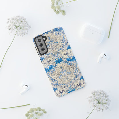 Elegant Floral Phone Case, Tough iPhone Cover, Stylish Mobile Protector, Blue Patterned Case, Unique Gift for Her