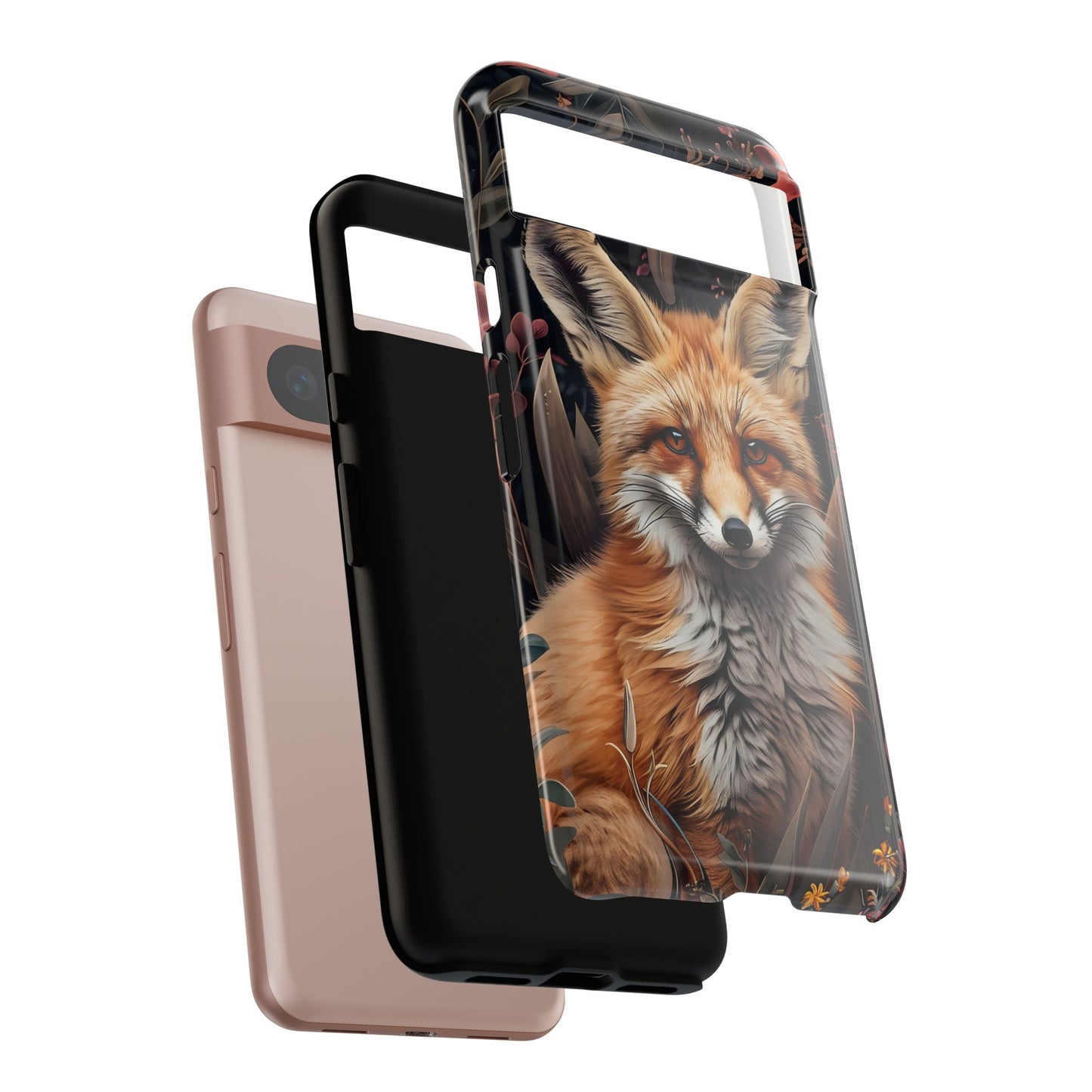 Fox Floral Phone Case, Tough Cases for Animal Lovers, Nature Themed Gift, Cute Phone Cover, Wild Fox Protector