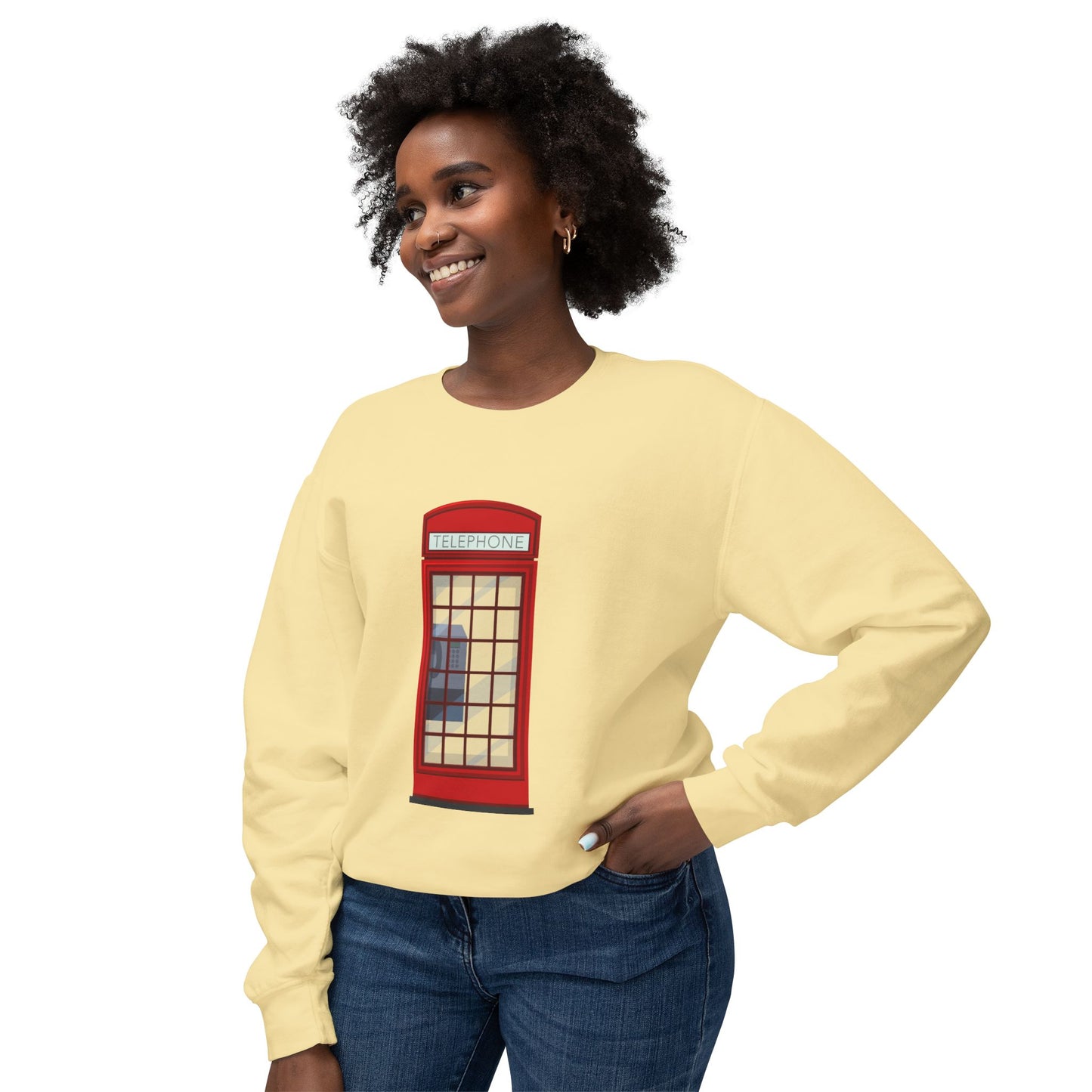 Unisex Lightweight Crewneck Sweatshirt - British Public Telephone