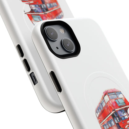 Vintage Double-Decker Bus Phone Case, Tough Magnetic Cases, Unique Mobile Cover, Gifts for Travelers, London-Themed Accessories