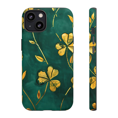 Floral Phone Case with Gold Accents, Tough Phone Cover, Stylish Phone Protector, Unique Gift for Her, Nature Lover Accessory