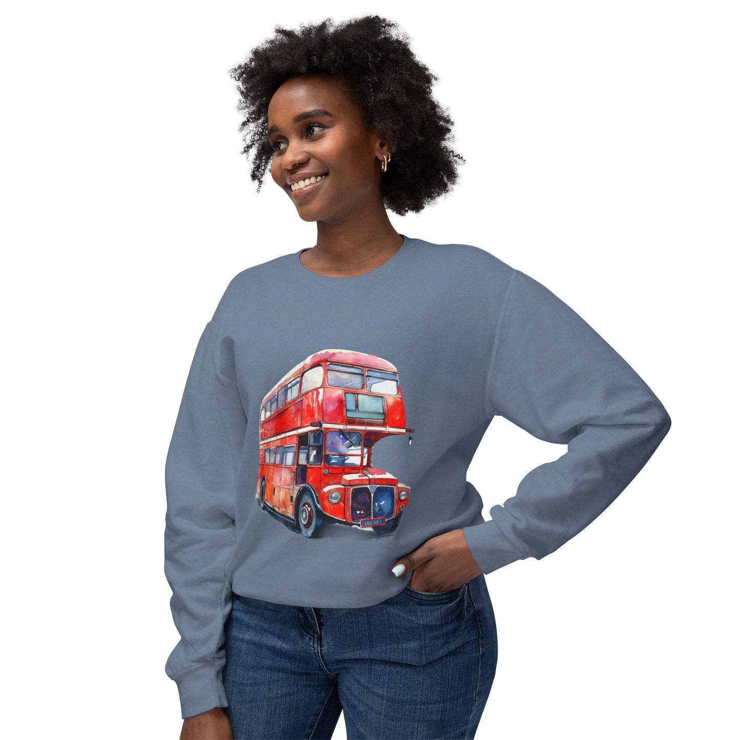 Unisex Lightweight Crewneck Sweatshirt - London Transport English Bus