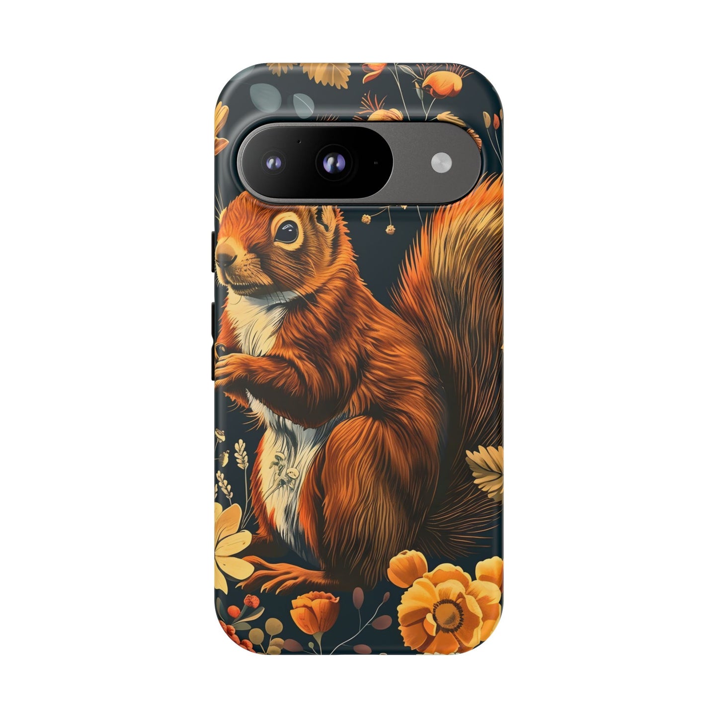 Squirrel Floral Phone Case, Tough Cases for Nature Lovers, Cute Animal Design, Fall Aesthetic, Perfect Gift for Her