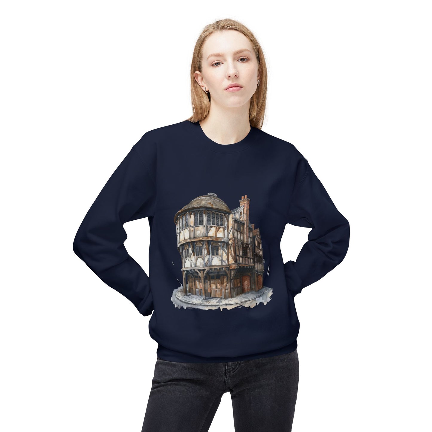 Unisex Midweight Softstyle Fleece Crewneck Sweatshirt - Hearth & Ale - The Cozy British Pub Vibe