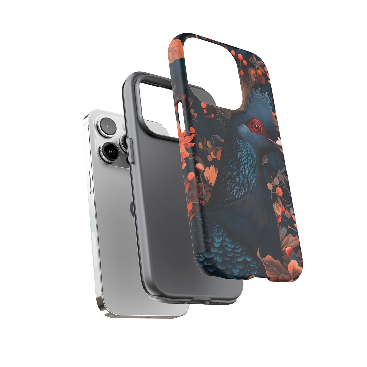 Vibrant Phone Case with Floral Peacock Design - Tough Cases, Artistic Phone Cover, Unique Gift for Nature Lovers, Stand Out Tech Accessory