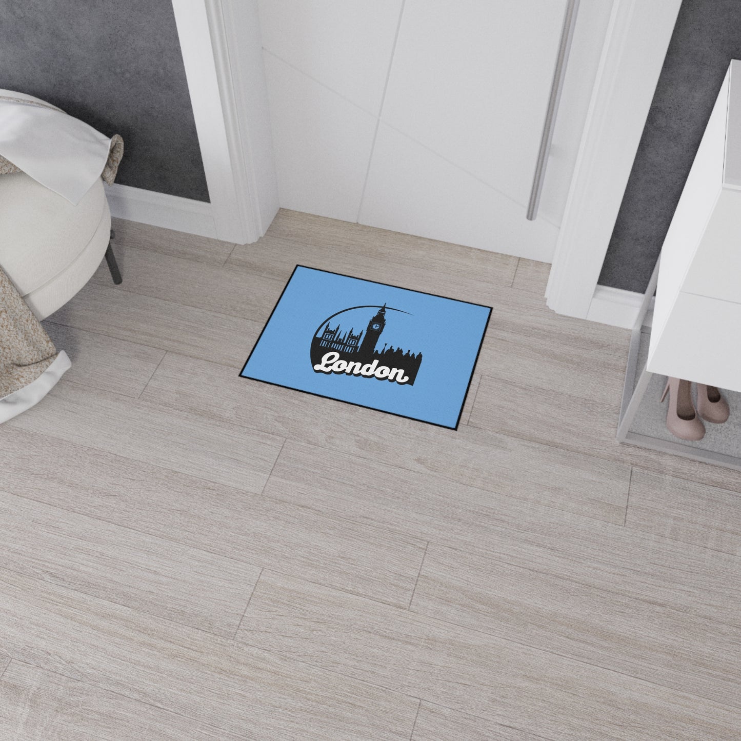 London Skyline Heavy Duty Floor Mat, Home Decor, Rug, Kitchen Mat, Entryway Welcome Mat, Gift for Travelers