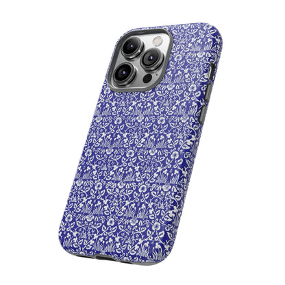 Elegant Floral Phone Case - Tough Cases, Blue Floral Design, Stylish Phone Accessory, Unique Gift, Modern Tech Protection