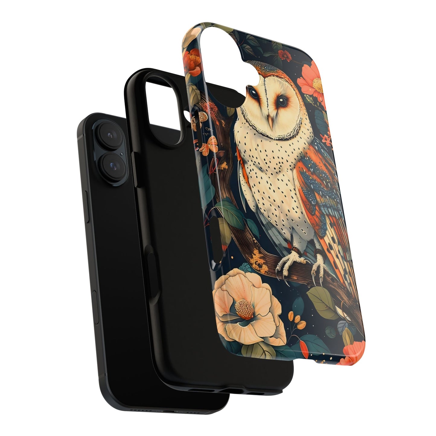 Owl Floral Phone Case - Tough Cases, Nature Lover Gift, Cute Protection, Floral Design, Bird Aesthetic, Animal Lover