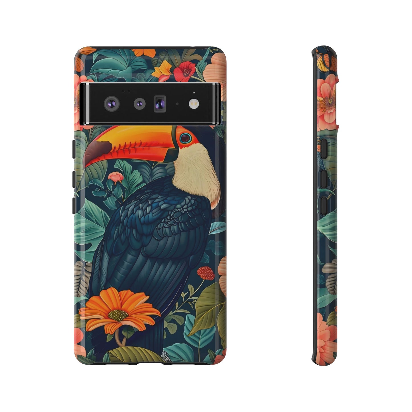 Tropical Toucan Phone Case - Cute Animal Design, Nature Lover Gift, Floral Pattern, Bird Lover Accessory, Summer Vibes