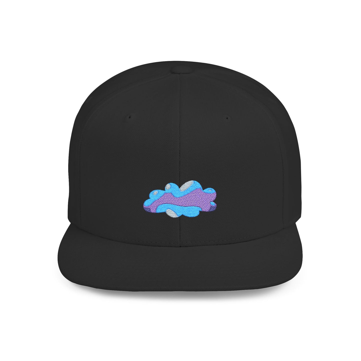 Light Blue Cloud Doodle Flat Bill Snapback