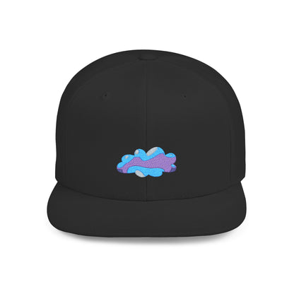 Light Blue Cloud Doodle Flat Bill Snapback