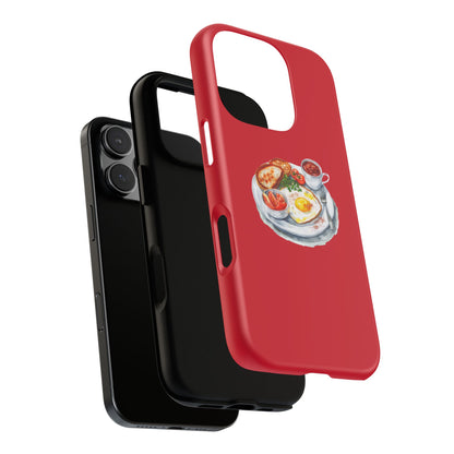 Breakfast-Inspired Phone Case, Tough Phone Covers, Foodie Gifts, Unique Accessories, Cute Kitchen Decor, Red Phone Case