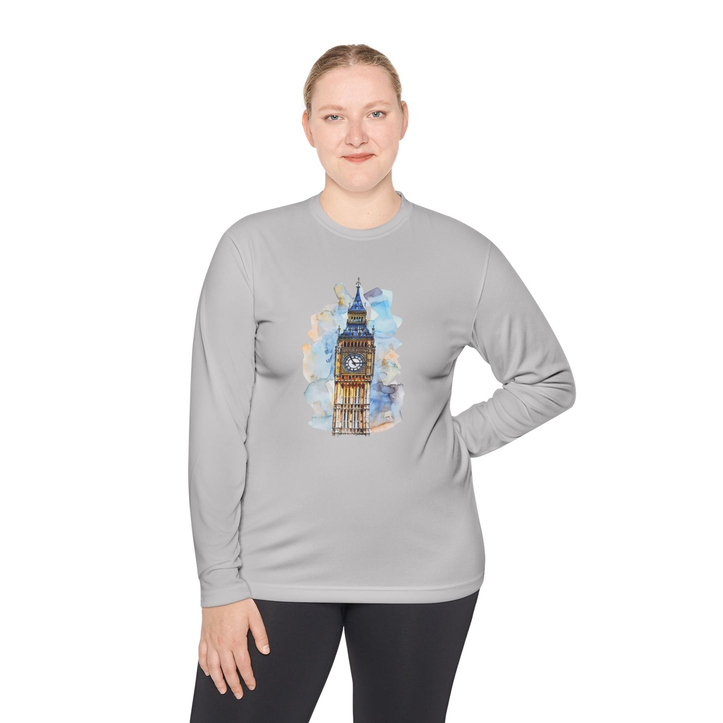 Unisex Lightweight Long Sleeve Tee - Vintage Big Ben Wall Art Design