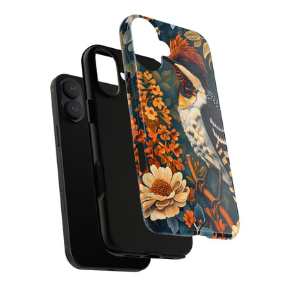 Tough Cases: Floral Bird Phone Case, Vintage Style Cover, Nature Lover Gift, Botanical Design, Spring Inspire Fashion