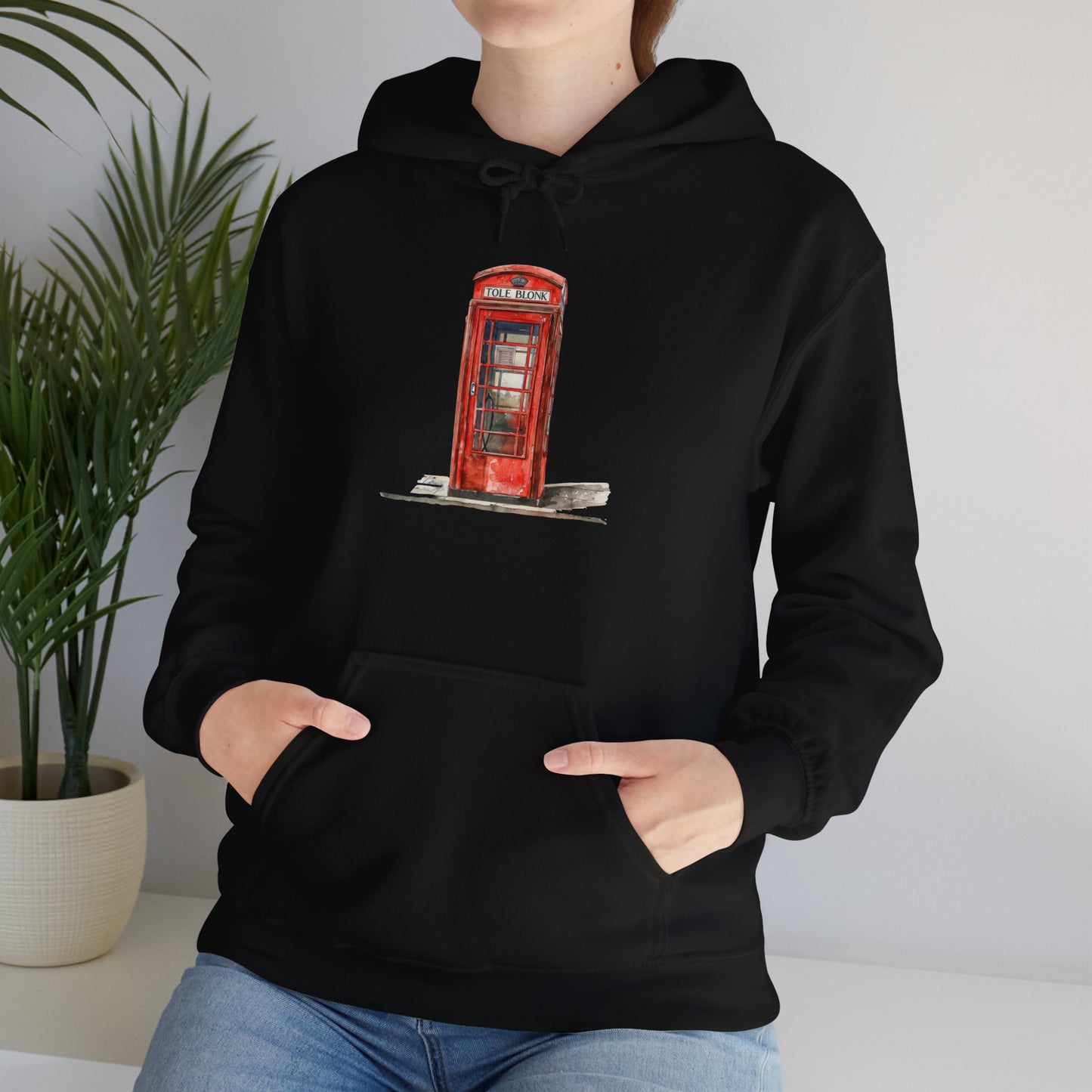 Unisex Heavy Blend™ Hooded Sweatshirt - Iconic British Public Telephone - Classic Red Phone Box Design
