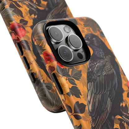 Raven Floral Phone Case - Tough Cases, Blackbird Decor, Gift for Nature Lovers, Bird Themed Accessories, Unique Phone Cover