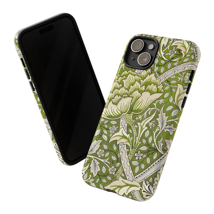 Stylish Phone Case with Floral Design, Durable Protective Cover for iPhone, Unique Gift for Birthdays, Mother's Day, Green Aesthetic
