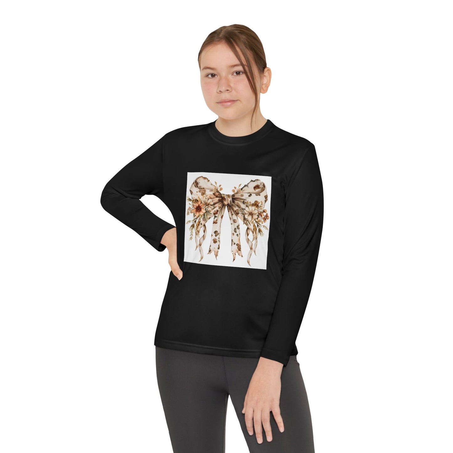 Youth Long Sleeve Floral Bow Tee - Cute & Stylish Kids Apparel