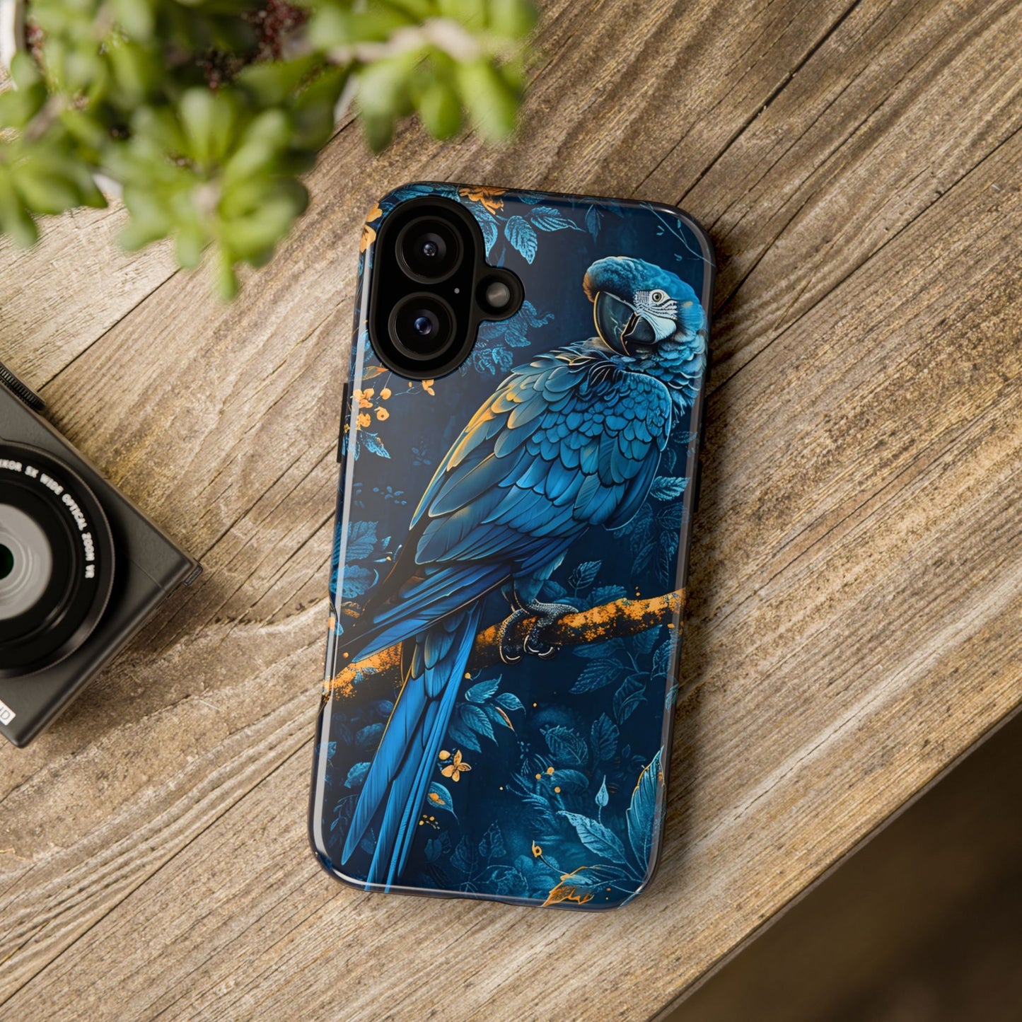 Tough Cases - Vibrant Blue Parrot Phone Case, Tropical Bird Phone Cover, Nature Lover Gift, Eco-Friendly Accessories, Unique Wildlife Decor