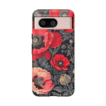 Floral Phone Case with Artistic Poppies, Tough Cases, Flower Design, Nature Lover Gift, Customizable Mobile Cover, Stylish Phone Accessories