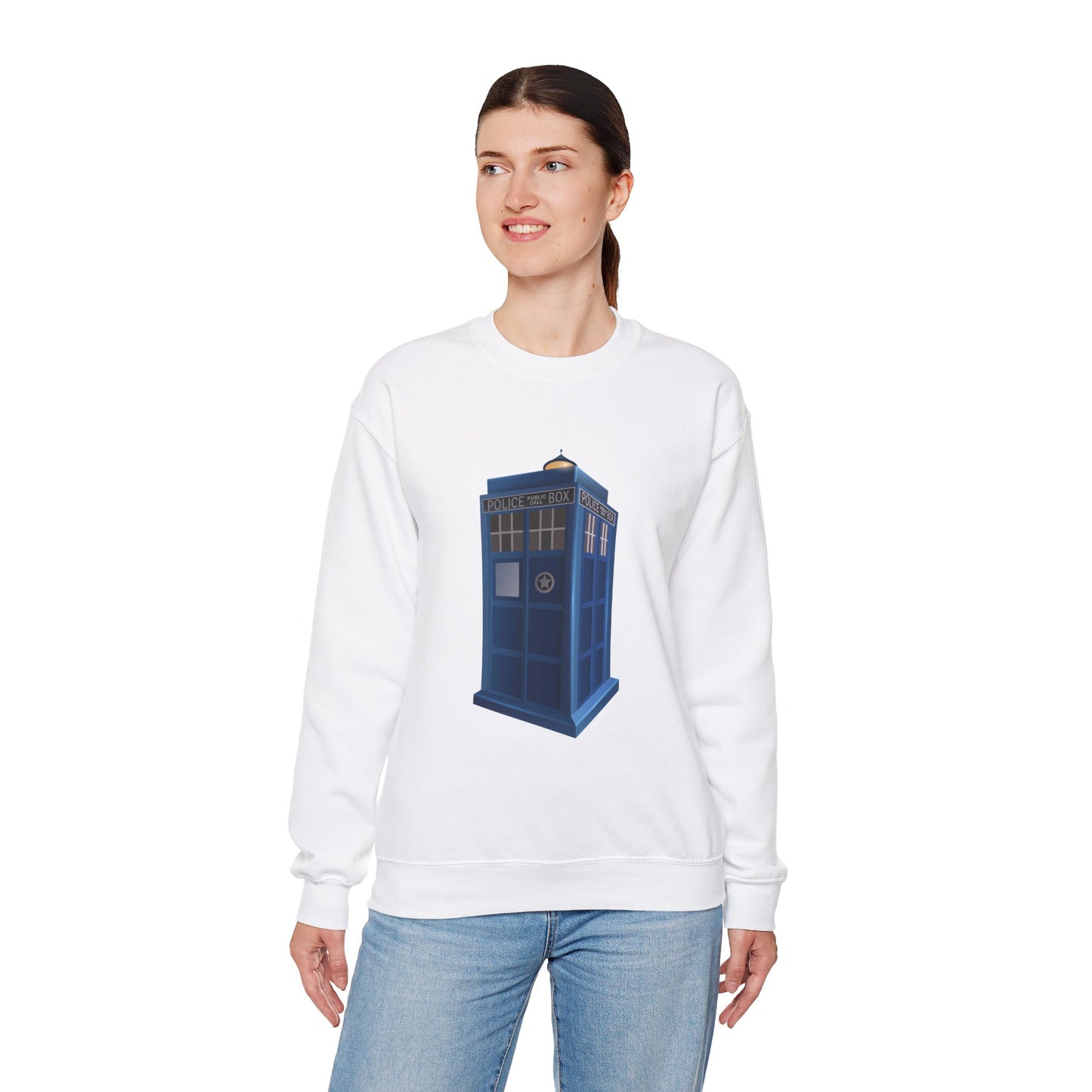Unisex Heavy Blend™ Crewneck Sweatshirt - British Police Public Call Box - Iconic TARDIS Design