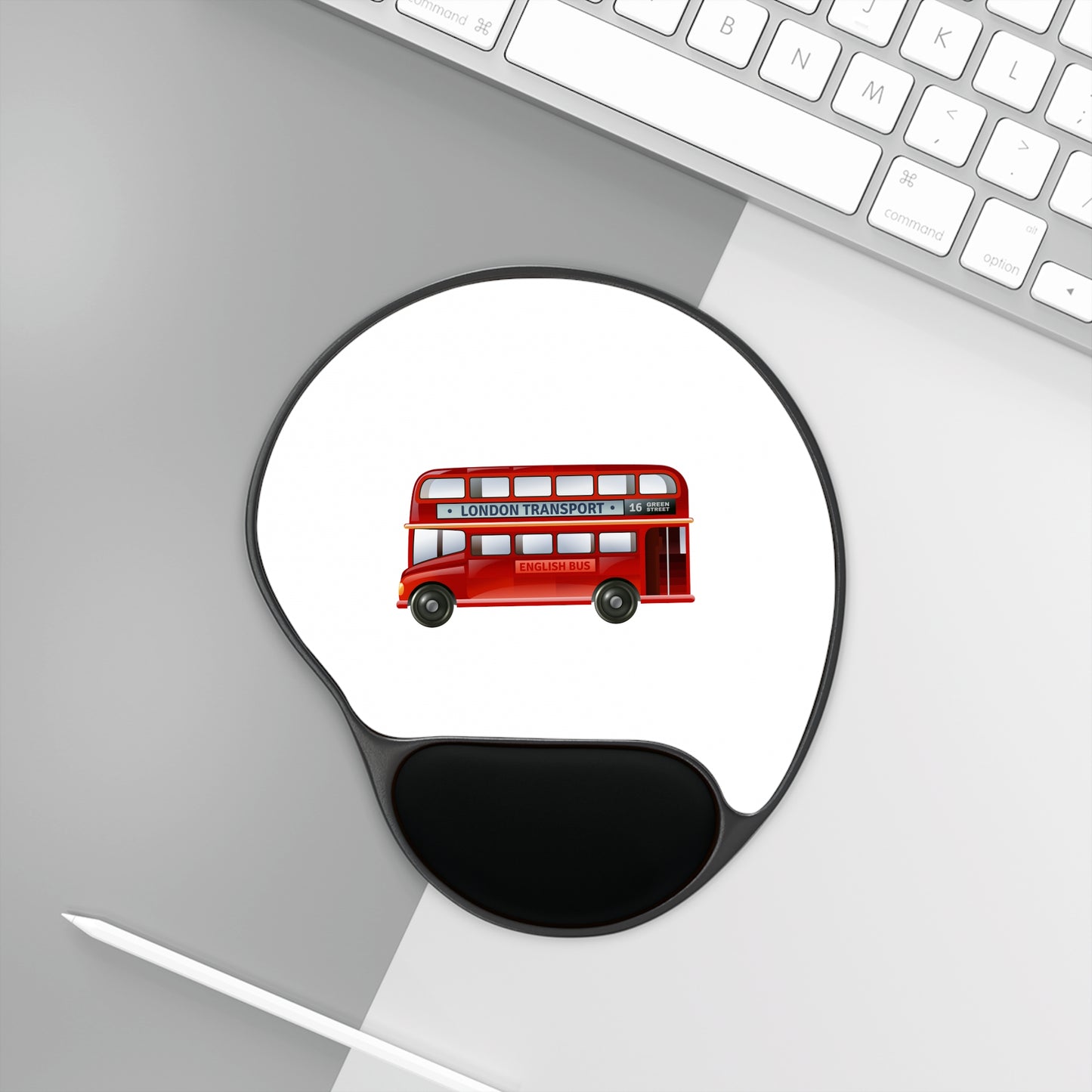 London Bus Mouse Pad with Wrist Rest, Ergonomic Mousepad, Office Decor, Gift for Teammates, Computer Accessories, Work from Home