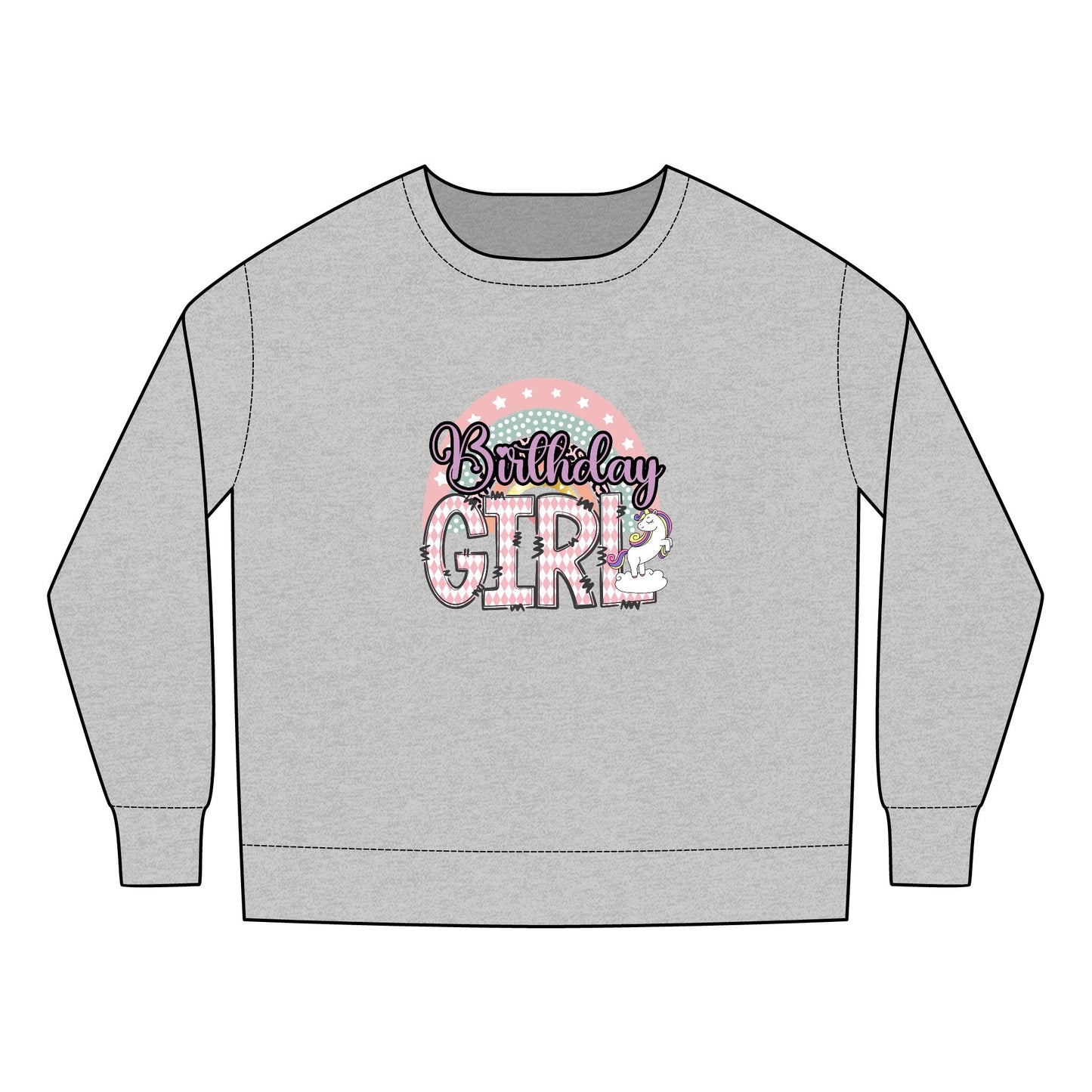 Toddler Sweatshirt - Chic Birthday Girl with Leopard Rainbow Clipart - Cute Celebration Apparel for Little Ones