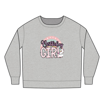 Toddler Sweatshirt - Chic Birthday Girl with Leopard Rainbow Clipart - Cute Celebration Apparel for Little Ones