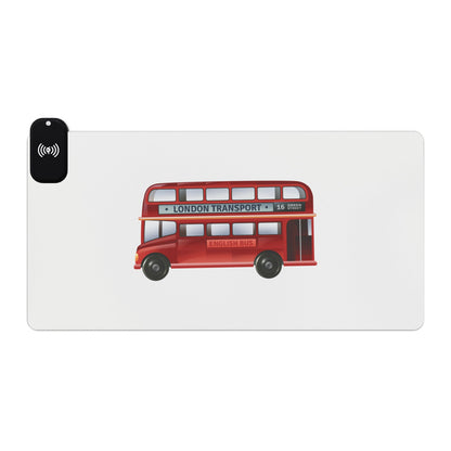 Classic Red Bus Side View - LED Gaming Mouse Pad with Wireless Charging - Perfect for Gamers, Desk Setup, Gift for Tech Enthusiasts, Gaming Accessories, Home [...]