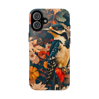 Artistic Bird Phone Case, Unique Tough Cases for Nature Lovers, Floral Design, Cute Gift, Customized Phone Accessories