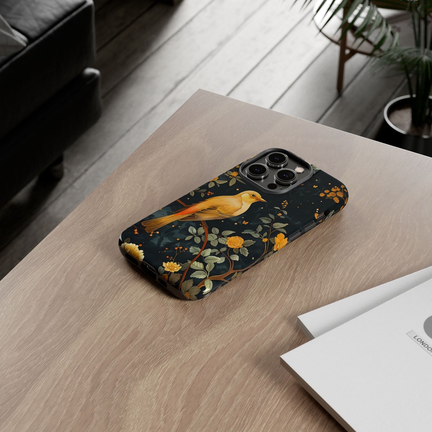 Floral Phone Case, Tough Cases with Bird Design, Nature Lover Gift, Stylish Protection, Birthday Present, Floral Phone Cover