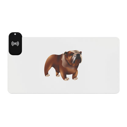 British Bulldog Illustration - LED Gaming Mouse Pad with Wireless Charging - Stylish & Functional Desk Accessory for Gamers, College Students, Home Office, Gifts