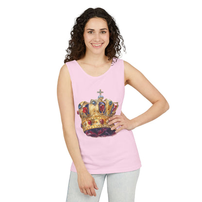 Unisex Garment-Dyed Tank Top - British Royal Crown - Symbol of Regal Elegance and Authority