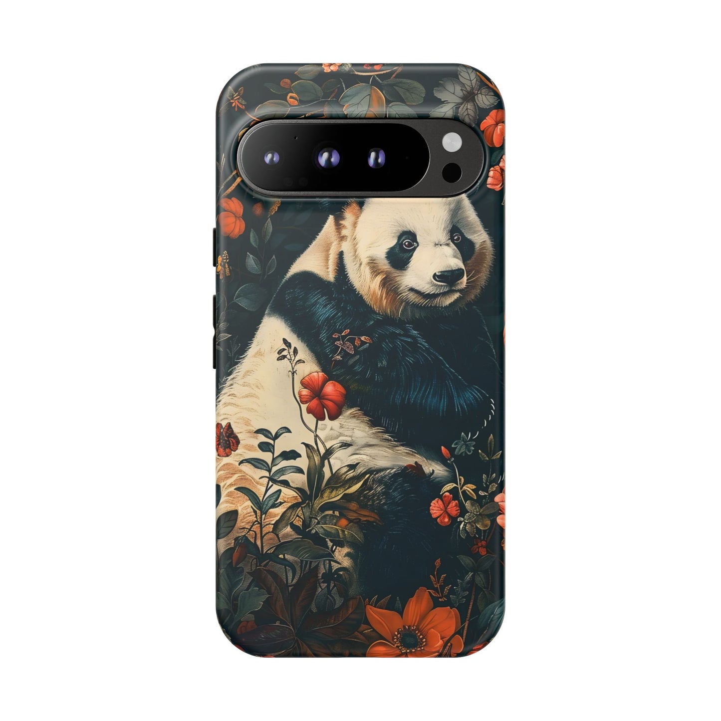 Panda Phone Case, Floral Design Phone Cover, Cute Panda Gift, Nature-Inspired Case, Animal Lover Accessory