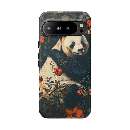 Panda Phone Case, Floral Design Phone Cover, Cute Panda Gift, Nature-Inspired Case, Animal Lover Accessory