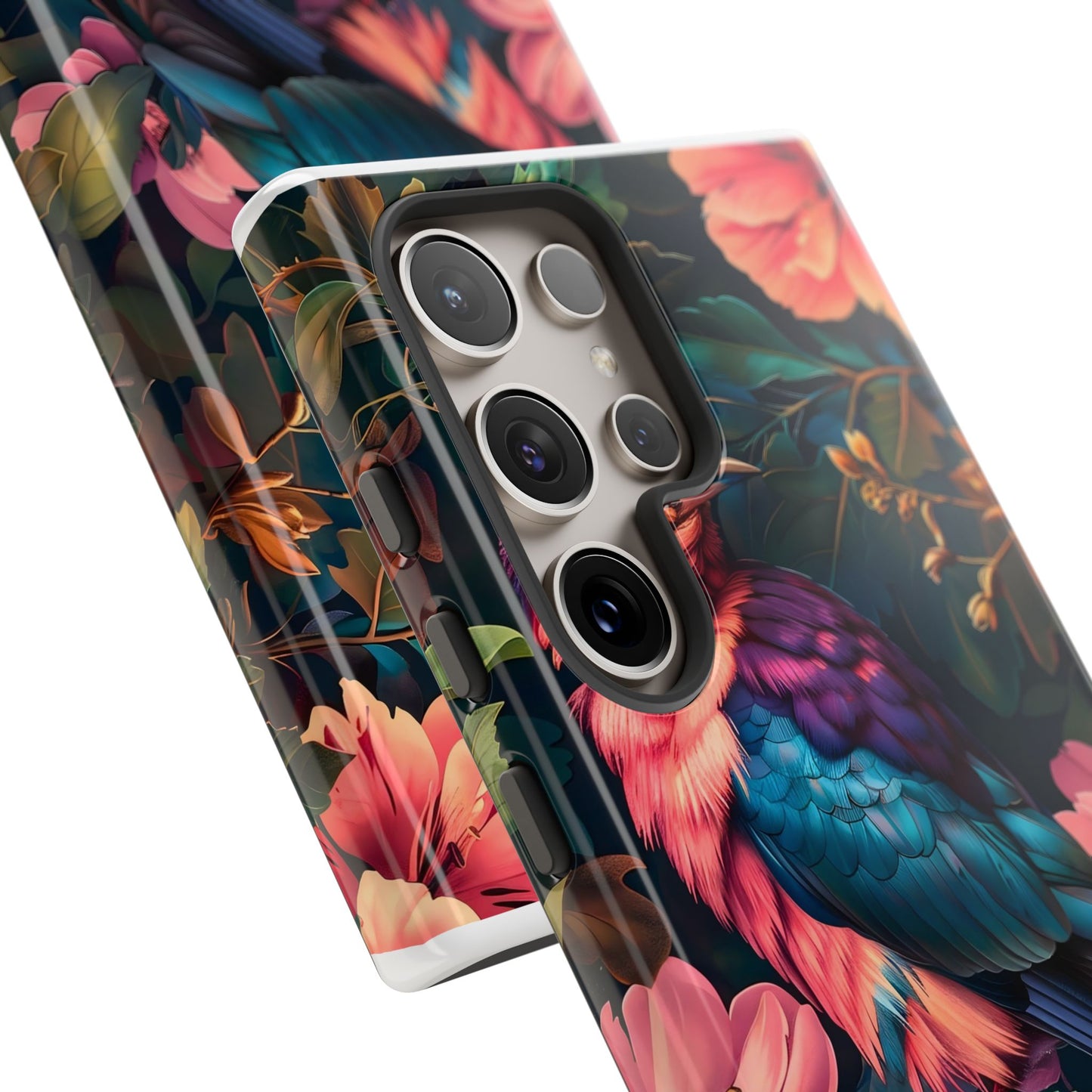 Tough Cases: Vibrant Tropical Bird Phone Case, Floral Smartphone Cover, Nature Lover Gift, Boho Phone Accessory, Cute Bird Case