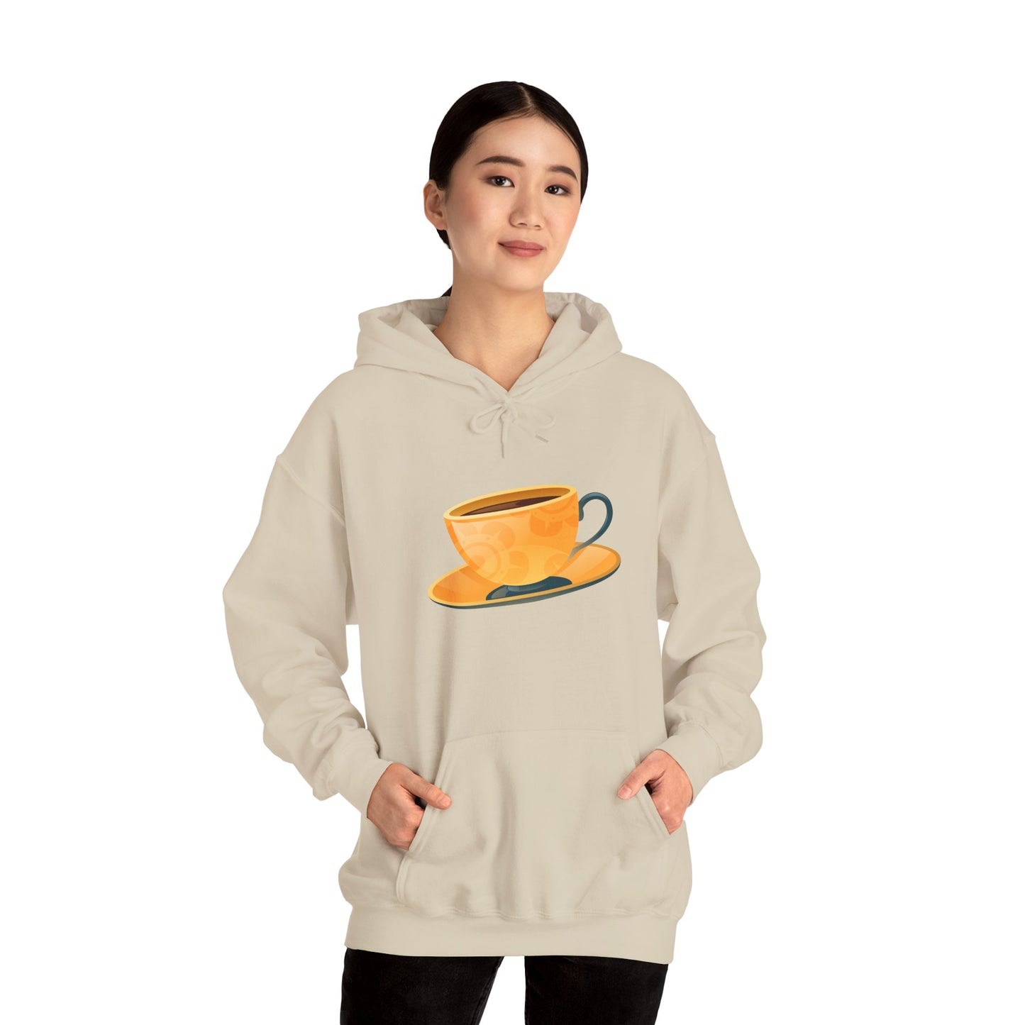 Unisex Heavy Blend™ Hooded Sweatshirt - Elegant British Tea Cup - Classic Tea Time Style