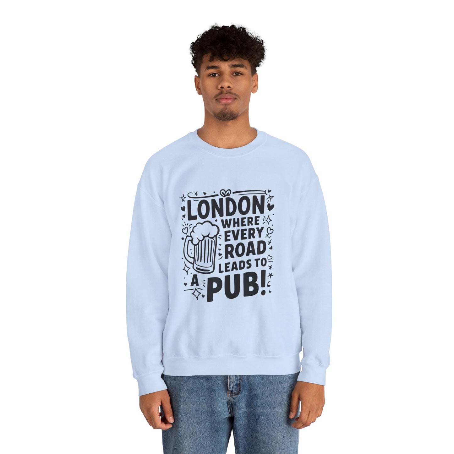 Unisex Heavy Blend™ Crewneck Sweatshirt Cozy - Every Road Leads to pub