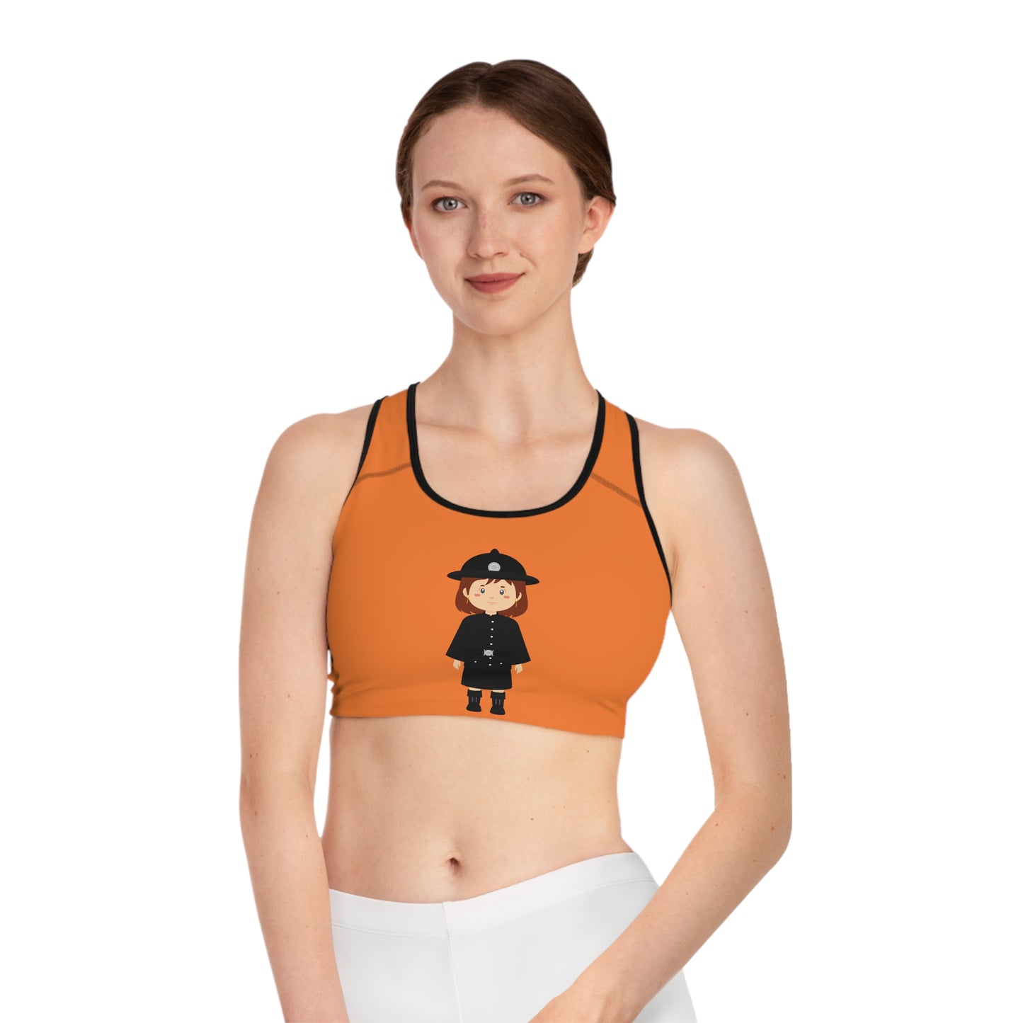 Sports Bra for Active Women - Cute Cartoon Police Officer