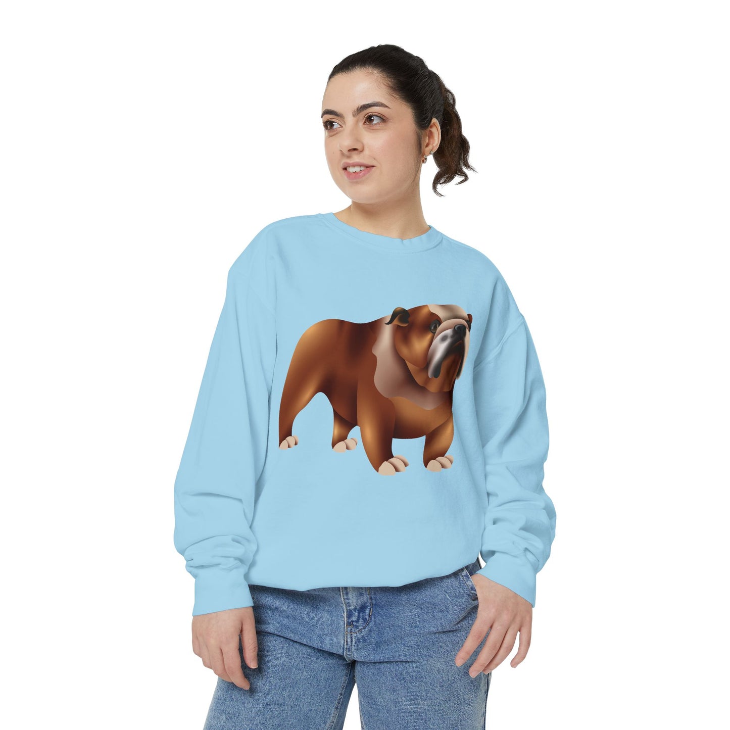 Unisex Garment-Dyed Sweatshirt - Adorable British Dog