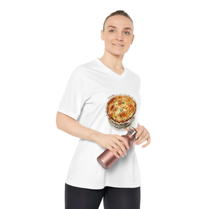 Women's V-Neck T-Shirt - Kitchen Wall Art with Food Illustration