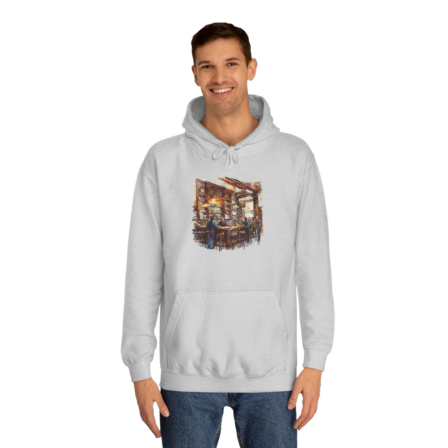 Unisex College Hoodie - Cozy British Pub