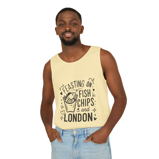 Unisex Garment-Dyed Tank Top - Fish chips and London