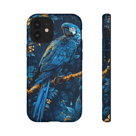 Tough Cases - Vibrant Blue Parrot Phone Case, Tropical Bird Phone Cover, Nature Lover Gift, Eco-Friendly Accessories, Unique Wildlife Decor