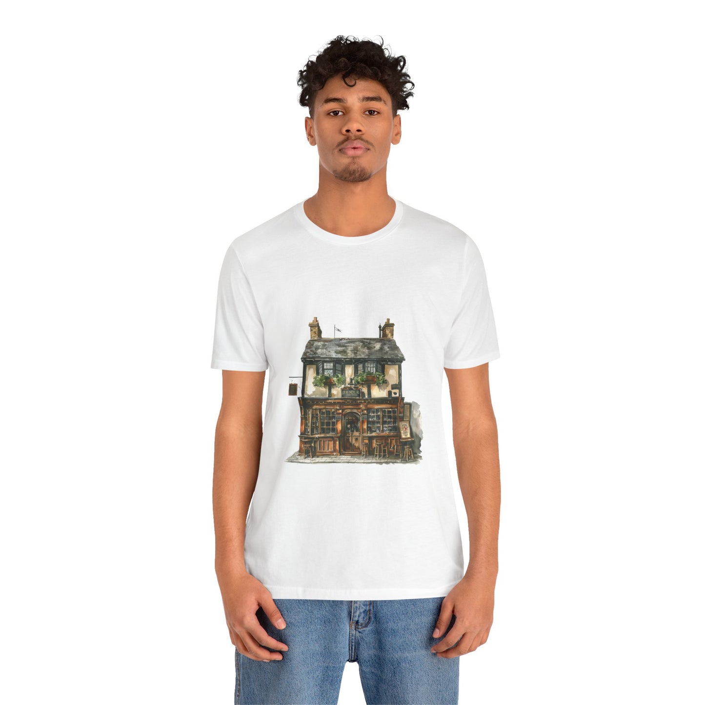 Unisex Jersey Short Sleeve Tee - Charming British Vintage Building
