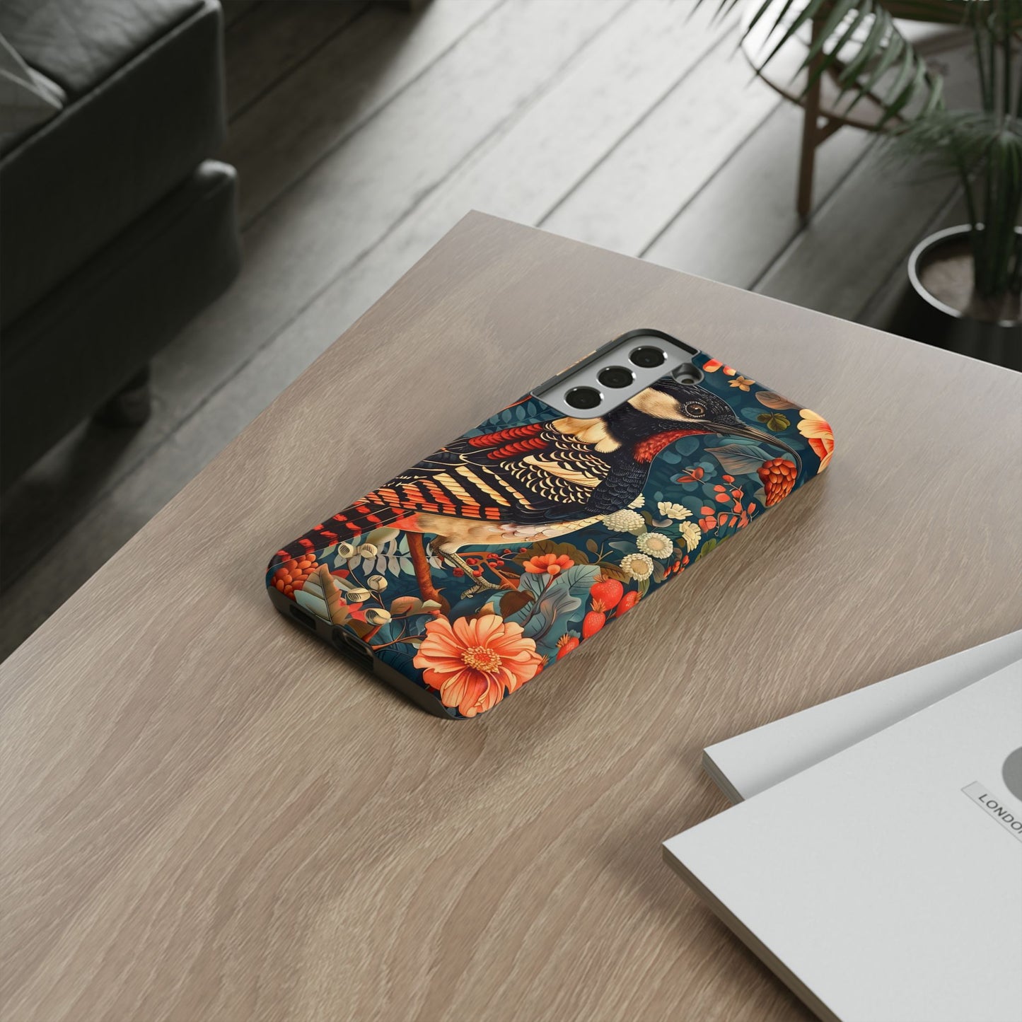 Nature-Inspired Phone Case with Floral Art, Tough Phone Cover, Protective Case, Gift for Nature Lovers, Unique Phone Accessory